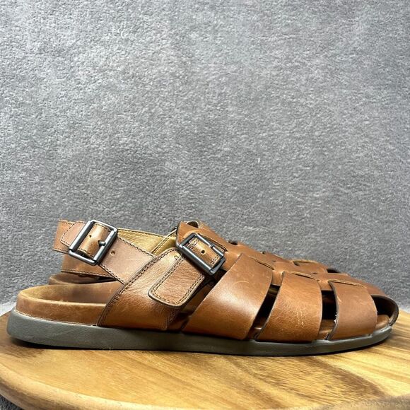VIONIC Gil Brown Leather Adjustable Buckle Sling Fisherman Sandals Men's Size 12 - Picture 1 of 8